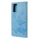 For Samsung Galaxy Note20 Ultra Butterflies Embossing Horizontal Flip Leather Case with Holder & Card Slots & Wallet(Blue) - 3