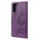 For Samsung Galaxy Note20 Ultra Butterflies Embossing Horizontal Flip Leather Case with Holder & Card Slots & Wallet(Purple) - 2
