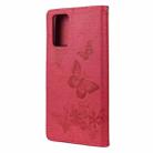 For Samsung Galaxy Note20 Ultra Butterflies Embossing Horizontal Flip Leather Case with Holder & Card Slots & Wallet(Red) - 3