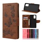 For Samsung Galaxy Note20 Ultra Butterflies Embossing Horizontal Flip Leather Case with Holder & Card Slots & Wallet(Brown) - 1