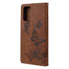 For Samsung Galaxy Note20 Ultra Butterflies Embossing Horizontal Flip Leather Case with Holder & Card Slots & Wallet(Brown) - 3