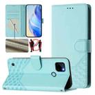 For Realme C21Y Honeycomb Embossing RFID Leather Phone Case(Mint Green) - 1