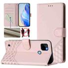 For Realme C21Y Honeycomb Embossing RFID Leather Phone Case(Pink) - 1