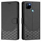 For Realme C21Y Honeycomb Embossing RFID Leather Phone Case(Black) - 2