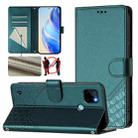 For Realme C21Y Honeycomb Embossing RFID Leather Phone Case(Peacock Green) - 1