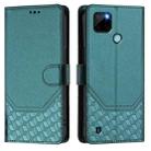 For Realme C21Y Honeycomb Embossing RFID Leather Phone Case(Peacock Green) - 2