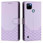 For Realme C21Y Honeycomb Embossing RFID Leather Phone Case(Light Purple) - 2