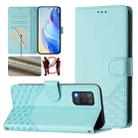 For Realme 8 5G / V13 5G / Q3 5G Honeycomb Embossing RFID Leather Phone Case(Mint Green) - 1