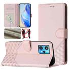 For Realme 9 Pro+ 5G / 9 4G Global Honeycomb Embossing RFID Leather Phone Case(Pink) - 1