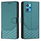 For Realme 9 Pro+ 5G / 9 4G Global Honeycomb Embossing RFID Leather Phone Case(Peacock Green) - 2