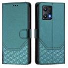 For Realme 9 Pro 5G Global Honeycomb Embossing RFID Leather Phone Case(Peacock Green) - 2