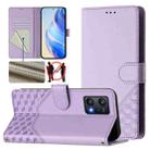 For Realme 9 Pro 5G Global Honeycomb Embossing RFID Leather Phone Case(Light Purple) - 1