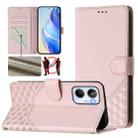 For Realme 10 4G Global Honeycomb Embossing RFID Leather Phone Case(Pink) - 1