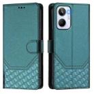 For Realme 10 4G Global Honeycomb Embossing RFID Leather Phone Case(Peacock Green) - 2