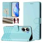 For Realme 10 Pro 5G Honeycomb Embossing RFID Leather Phone Case(Mint Green) - 1
