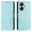 For Realme 10 Pro+ 5G Honeycomb Embossing RFID Leather Phone Case(Mint Green) - 2