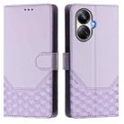 For Realme 10 Pro+ 5G Honeycomb Embossing RFID Leather Phone Case(Light Purple) - 2