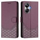 For Realme 10 Pro+ 5G Honeycomb Embossing RFID Leather Phone Case(Violet) - 2