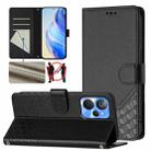 For Realme 10T 5G / 10S 5G / 9i India Honeycomb Embossing RFID Leather Phone Case(Black) - 1