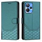 For Realme 10T 5G / 10S 5G / 9i India Honeycomb Embossing RFID Leather Phone Case(Peacock Green) - 2