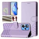 For Realme 10T 5G / 10S 5G / 9i India Honeycomb Embossing RFID Leather Phone Case(Light Purple) - 1