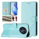 For Realme 12 5G Global Honeycomb Embossing RFID Leather Phone Case(Mint Green) - 1