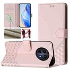 For Realme 12 5G Global Honeycomb Embossing RFID Leather Phone Case(Pink) - 1