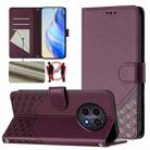 For Realme 12 5G Global Honeycomb Embossing RFID Leather Phone Case(Violet) - 1