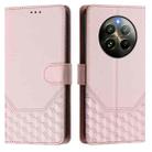 For Realme 12+ 5G Global Honeycomb Embossing RFID Leather Phone Case(Pink) - 2