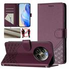 For Realme 12+ 5G Global Honeycomb Embossing RFID Leather Phone Case(Violet) - 1