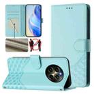 For Realme 12 Pro 5G / 12 Pro+ 5G Global Honeycomb Embossing RFID Leather Phone Case(Mint Green) - 1