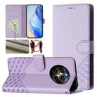 For Realme 12 Pro 5G / 12 Pro+ 5G Global Honeycomb Embossing RFID Leather Phone Case(Light Purple) - 1