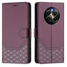 For Realme 12 Pro 5G / 12 Pro+ 5G Global Honeycomb Embossing RFID Leather Phone Case(Violet) - 2