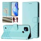 For Realme C20 / C11 / C21 Honeycomb Embossing RFID Leather Phone Case(Mint Green) - 1