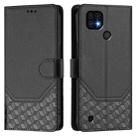 For Realme C20 / C11 / C21 Honeycomb Embossing RFID Leather Phone Case(Black) - 2