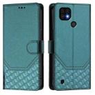 For Realme C20 / C11 / C21 Honeycomb Embossing RFID Leather Phone Case(Peacock Green) - 2