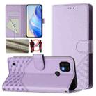 For Realme C20 / C11 / C21 Honeycomb Embossing RFID Leather Phone Case(Light Purple) - 1