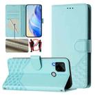 For Realme C25 / C15 / C12 / C25s Honeycomb Embossing RFID Leather Phone Case(Mint Green) - 1