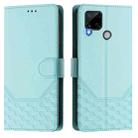 For Realme C25 / C15 / C12 / C25s Honeycomb Embossing RFID Leather Phone Case(Mint Green) - 2