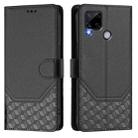 For Realme C25 / C15 / C12 / C25s Honeycomb Embossing RFID Leather Phone Case(Black) - 2