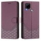 For Realme C25 / C15 / C12 / C25s Honeycomb Embossing RFID Leather Phone Case(Violet) - 2