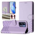 For Realme C33 Global Honeycomb Embossing RFID Leather Phone Case(Light Purple) - 1