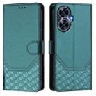 For Realme C55 4G Global / Narzo N55 Honeycomb Embossing RFID Leather Phone Case(Peacock Green) - 2