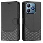 For Realme C63 / C61 Global Honeycomb Embossing RFID Leather Phone Case(Black) - 2