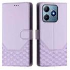 For Realme C63 / C61 Global Honeycomb Embossing RFID Leather Phone Case(Light Purple) - 2