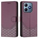 For Realme C63 / C61 Global Honeycomb Embossing RFID Leather Phone Case(Violet) - 2