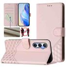 For Realme C65 4G Global Honeycomb Embossing RFID Leather Phone Case(Pink) - 1