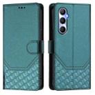 For Realme C65 4G Global Honeycomb Embossing RFID Leather Phone Case(Peacock Green) - 2
