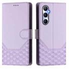 For Realme C65 4G Global Honeycomb Embossing RFID Leather Phone Case(Light Purple) - 2