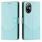 For Realme C67 4G Global Honeycomb Embossing RFID Leather Phone Case(Mint Green) - 2